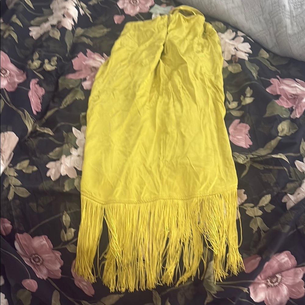 Bright Yellow Fringe Skirt - Picture 6 of 6